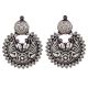 Oxidized 92.5 Sterling silver Earrings Chandbali Peacock Big Floral Formal Wear For Women