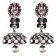 Tribal Floral Design 92.5 Sterling Silver Jhumka Earrings With Amethyst stone