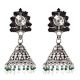 Indian Bird 92.5 Sterling silver Earrings Jhumki with Green Peridot And Pearl Tassels