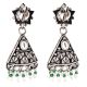 Star Amethyst 92.5 Sterling Silver Earrings  Pyramid Design Green Peridot And Pearl Beads