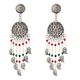 Dream Catchers 92.5 Sterling silver Earrings Oxidized Green Peridot Red Chalcedony And pearl Beads