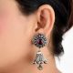 Pink Flower Stud 92.5 Sterling silver Earrings Tourmaline Stone studded Inverted Flower Jhumki