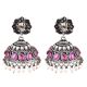 Pink Tourmaline Studded 92.5 Sterling silver  Earrings  Floral With Pearl Beads tassels