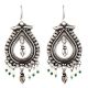 Big Teardrop 92.5 Sterling Silver Earrings With Motifs Floral Design pearl and Green Peridot Beads Hangings