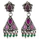 Small 92.5 Sterling silver Earrings Amethst Studded Pyramid  Jhumki with Green Onyx Beads