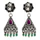 Daily wear 92.5 Floral Stud Amethyst stone Triangle shape Dangle Earrings