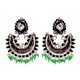 Colorful 92.5 Sterling Silver Chandbali Earrings Pink Jade Quartz And Green Peridot Beads Tassels