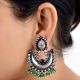Colorful 92.5 Sterling Silver Chandbali Earrings Pink Jade Quartz And Green Peridot Beads Tassels
