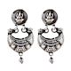 92.5 Sterling Silver Earrings Goddess Laxmi Tribal Geometric Pattern Chandbali Earrings