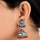 Tribal Design 95.5 Sterling Silver Earrings With Turquoise And Coral Stone Tassels