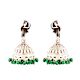 92.5 Sterling Silver Earrings Standing Peacock Engraved jhumkis Green Onyx Beads Tassels