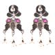 92.5 Sterling Silver Earrings With Engraved Floral Pattern Motifs Pink Jade Stone And Pearl Tassels