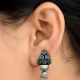 92.5 Sterling Silver Earrings With Blue Topaz And Green Onyx Stones Jhumkis