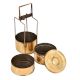 Indian Brass Tiffin Box With Three Carrier Home Decoration