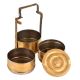 Brass Tiffin Box Three Broad Containers Brass Strap Frame