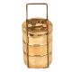 Brass Tiffin Box With Three Container In Golden Finish