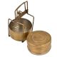 Brass Tiffin Box With Two Containers And Brass Strap Frame