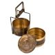 Brass Tiffin Box With Two Containers And Brass Strap Frame