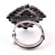 Adjustable Diamond  92.5 Sterling Silver Ring Oxidized Engraved Tribal Motifs Design