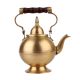 Pure Brass Tea Pot With Wooden Handle and Dome Shape Lid