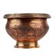 Copper Pot Ornate Carved Leafy Pattern On Round Stand
