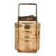Old Brass Tiffin Box With Two Container And  traditional lock On Brass Strap Frame