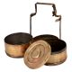 Round Brass Tiffin Box With Two Storage Box And Stand