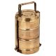 Brass Three Tier Brass Tiffin Box With Thick Frame And Locking System