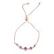 Round Amethyst 92.5 Sterling Silver Adjustable Bracelet In Rose Gold Polish