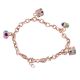 Rose Gold 92.5 Sterling silver Charm Bracelet Colorful Adjustable Jewelry