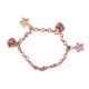 92.5 Sterling Silver Children's Bracelet With Floral Charms In Rose Gold Finish