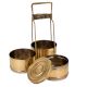 Indian Brass Tiffin Box With Three Containers Thick Frame With lock