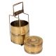 Indian Brass Tiffin Box With Three Containers Thick Frame With lock