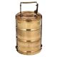 Brass Tiffin Box Three Container Thick Frame Decorative Kitchenware