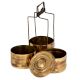 Old Brass Tiffin Box With Three Container and Patina Finish