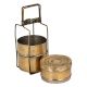 Tall Brass Tiffin Box Three Level Or Container Thin Frame Indian Locking System
