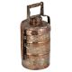 Engraved Floral Copper Tiffin Box Three Container And Additional Small Box