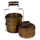 Brass Three Tiffin Box With Adjustable Handle And A Small Box On Top