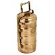 Handmade Brass Tiffin Box Four Container Thick Metal Frame Knob