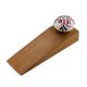 Black Pink Floral Crackle Ceramic Wooden Door Stopper