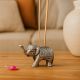 Brass Incense Holder Standing Elephant Figurine with Trunk Up