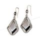 Diamond Shaped 92.5 Sterling Silver Earrings With Decorative Border