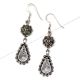 92.5 Floral Stud Oval Drop Engraved Filigree Dangler Earrings