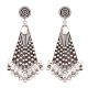 92.5 Sterling Silver Earrings Triangle Embossed with Silver Beads Hangings