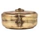 Round Brass Tiffin Box With Lid Heart Carving With Latch