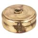 Round Brass Tiffin Box Delicate Design Cross  Pattern On lid With Handle And Latch
