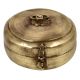 Round Brass Tiffin Box With Handle And Latch For Home Decoration
