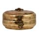 Round Brass Tiffin Box Tribal Design On lid with Handle And lid