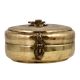 Brass Round Tiffin Box With Leafy Design Engraved with handle and lid