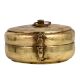 Brass Round Tiffin Box With Leafy Design Engraved with handle and lid